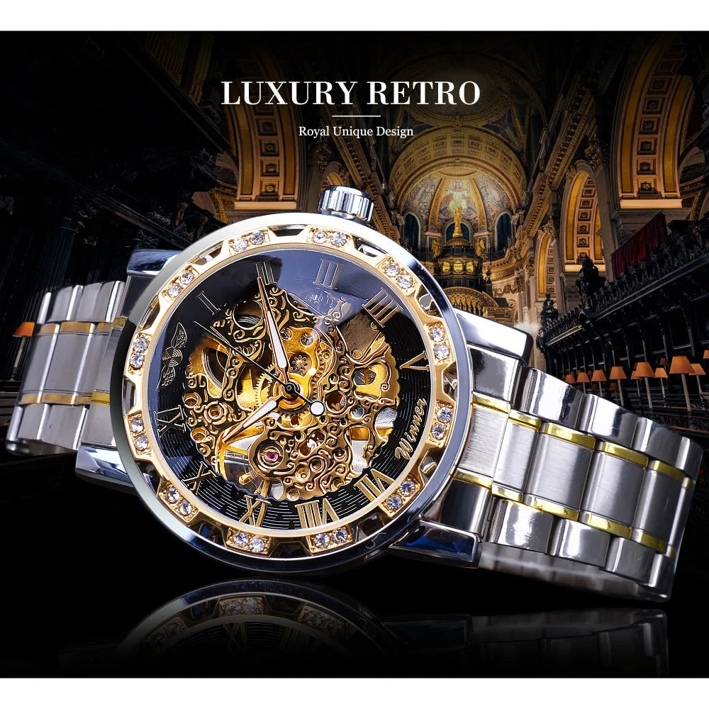 New 2020 Winner Transparent Fashion Diamond Luminous Mechanical Skeleton Watch — Men