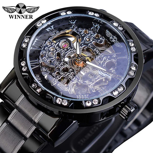 New 2020 Winner Transparent Fashion Diamond Luminous Mechanical Skeleton Watch — Men