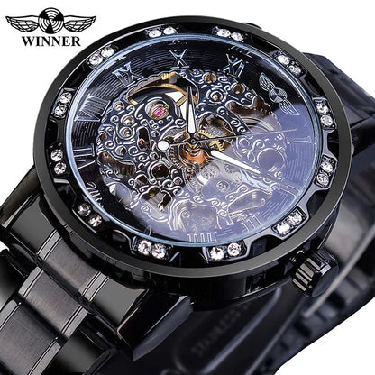 New 2020 Winner Transparent Fashion Diamond Luminous Mechanical Skeleton Watch — Men