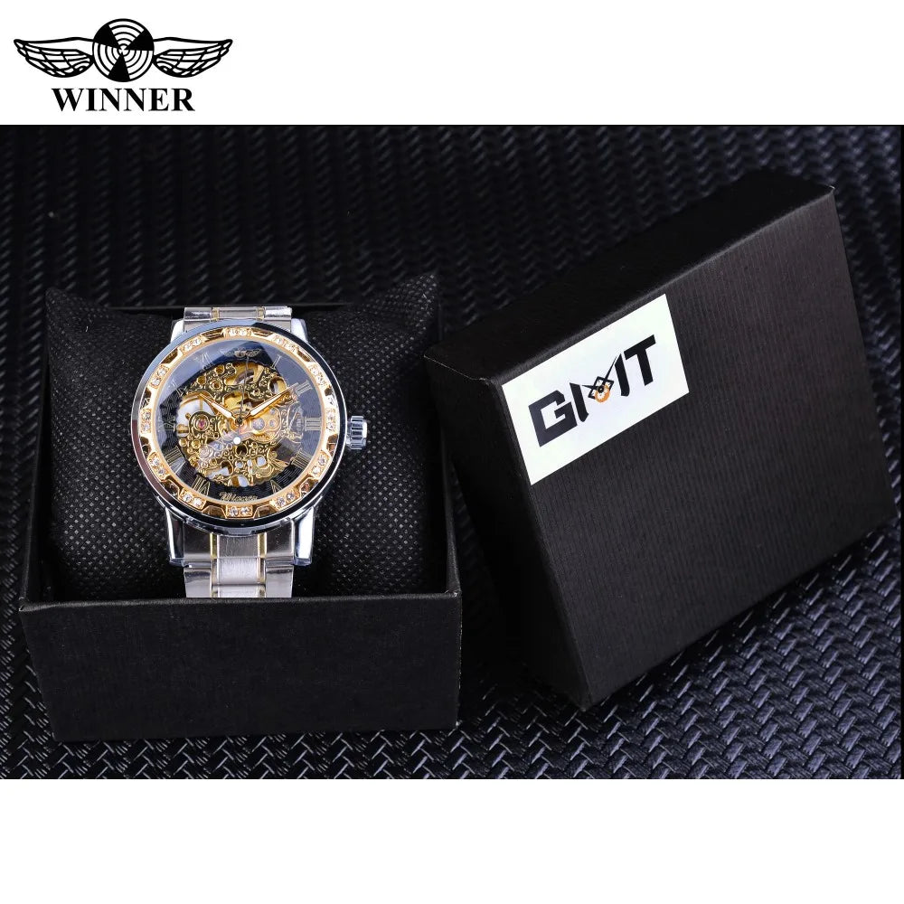New 2020 Winner Transparent Fashion Diamond Luminous Mechanical Skeleton Watch — Men