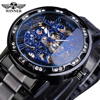 New 2020 Winner Transparent Fashion Diamond Luminous Mechanical Skeleton Watch — Men