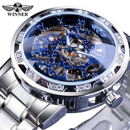 New 2020 Winner Transparent Fashion Diamond Luminous Mechanical Skeleton Watch — Men