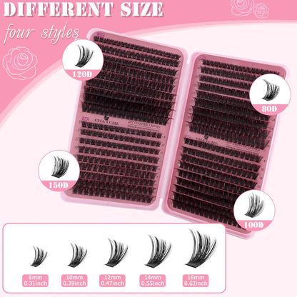600pcs DIY Eyelash Extensions Kit — Thick Fluffy 30D/100D, Mix Length