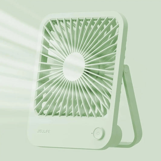 JISULIFE Portable Desk Fan – Ultra-Quiet USB Rechargeable with 4 Speeds