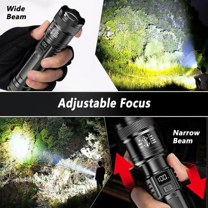 High Power  2000LM USB-Rechargeable Tactical LED Flashlight with Zoom Lanter