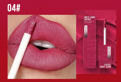 MLSMILE Velvet Satin Lip Glaze (6 Colors) — Non-Stick Cup, Watertight Matte Lipstick