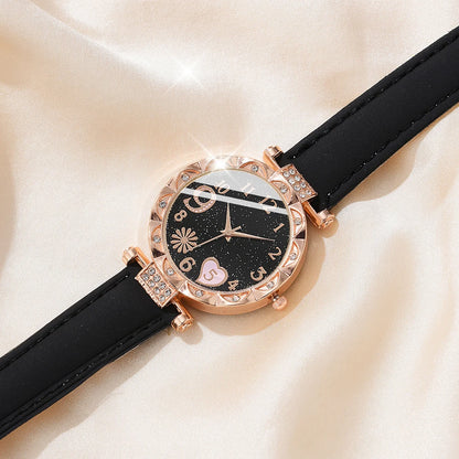 6-Piece Women's Watch Set — Luxury Leather + Analog Quartz