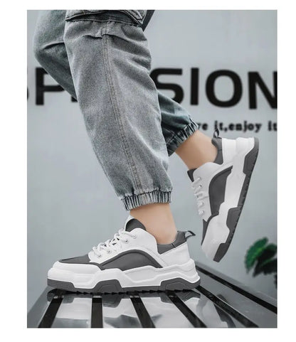 Spring 2025 Breathable White Sneakers — Men’s Thick-Soled Sports Casual / Dad Shoes