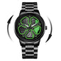 Original Wheel Rotating Men Watch — Black Stainless Steel Strap, 3Bar Quartz