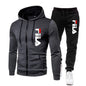 Men's Casual Sportswear Set: Printed Zip Hoodie + Two Stretch-Pants Sets