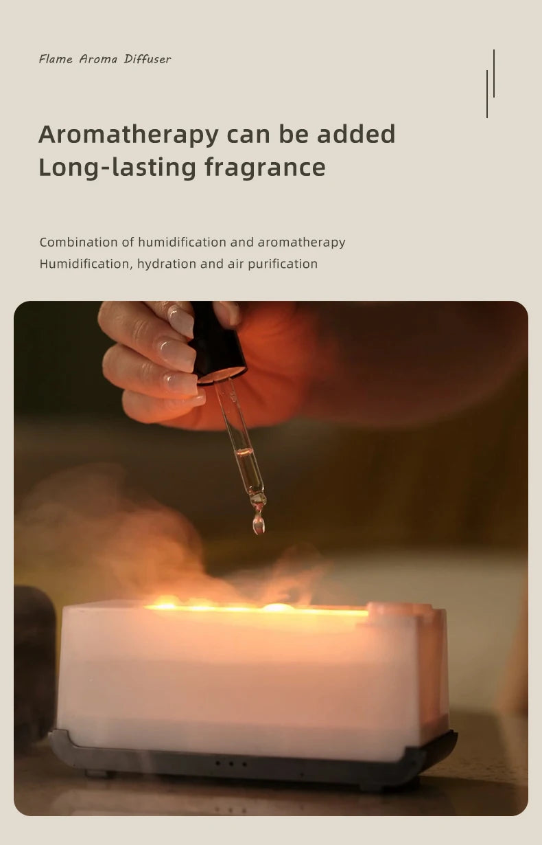 Mini Desktop Flame Humidifier with LED Lights – USB Diffuser & Aromatherapy