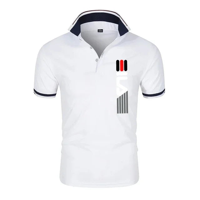 2025 Men’s Summer Polo Shirt — Printed Lapel, Anti-Pilling, Breathable, Short Sleeve, Slim Fit