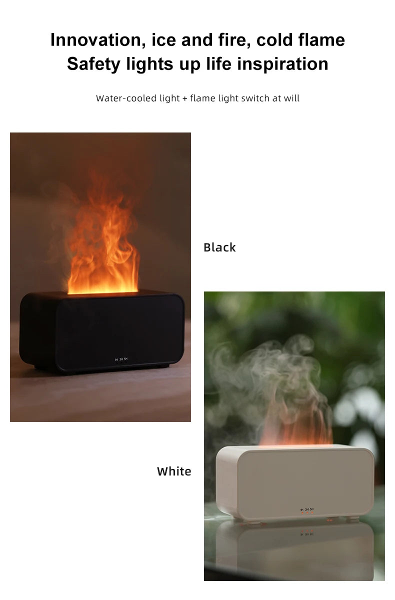 Mini Desktop Flame Humidifier with LED Lights – USB Diffuser & Aromatherapy