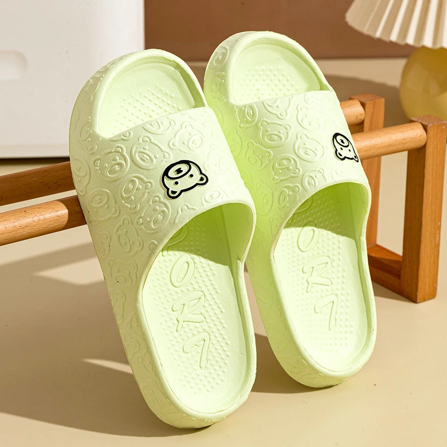 Lightweight Bear-Print Slippers – Soft, Non-Slip Indoor Footwear for Men & Women