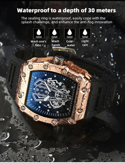 Men's Square Sports Watch — Large Dial, Waterproof Quartz, Luminous