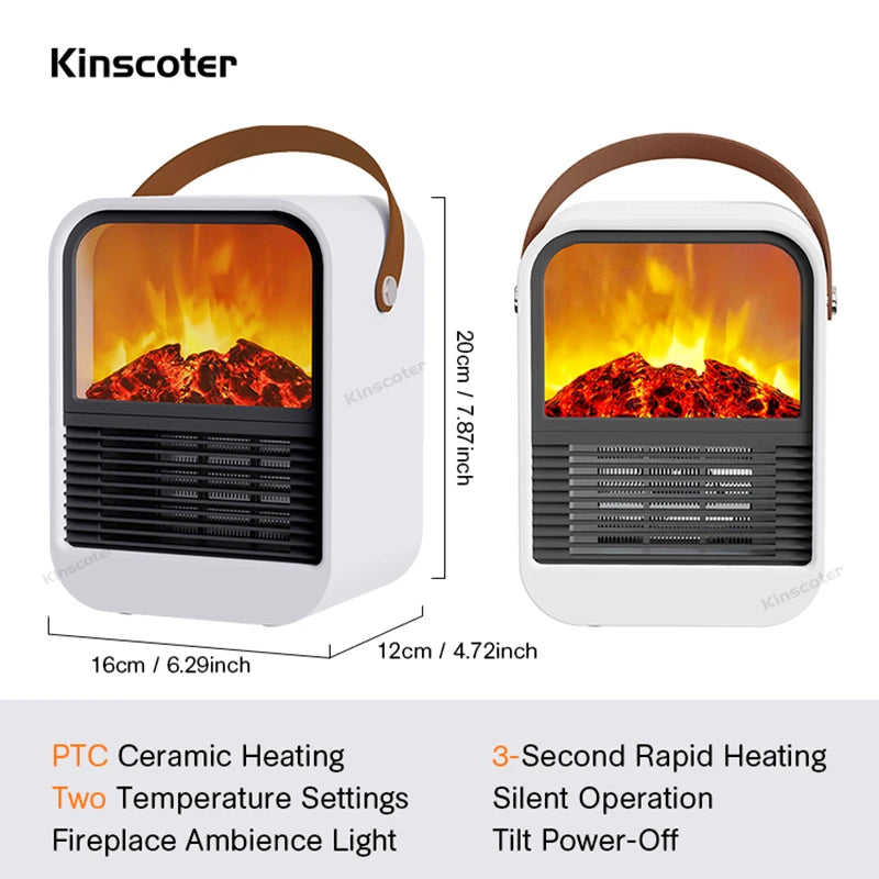 Fireplace Electric Heater Portable Desktop Warmer, Warm Blower Fan for Home Heating