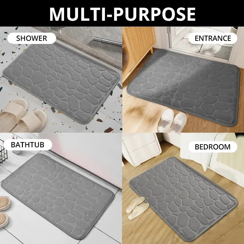 One-Piece Embossed Fiber Carpet — Anti-Slip Pebble Mat for Home