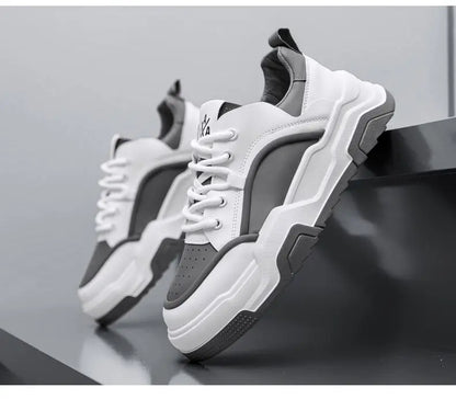 Spring 2025 Breathable White Sneakers — Men’s Thick-Soled Sports Casual / Dad Shoes