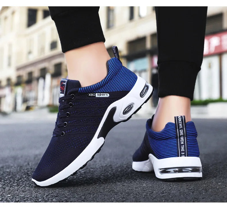 Men’s 2025 Breathable Lace-Up Running Shoes – Light Casual Sports Sneakers