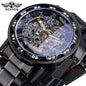 Winner Transparent Fashion Diamond Luminous Mechanical Skeleton Wrist Watch — Men