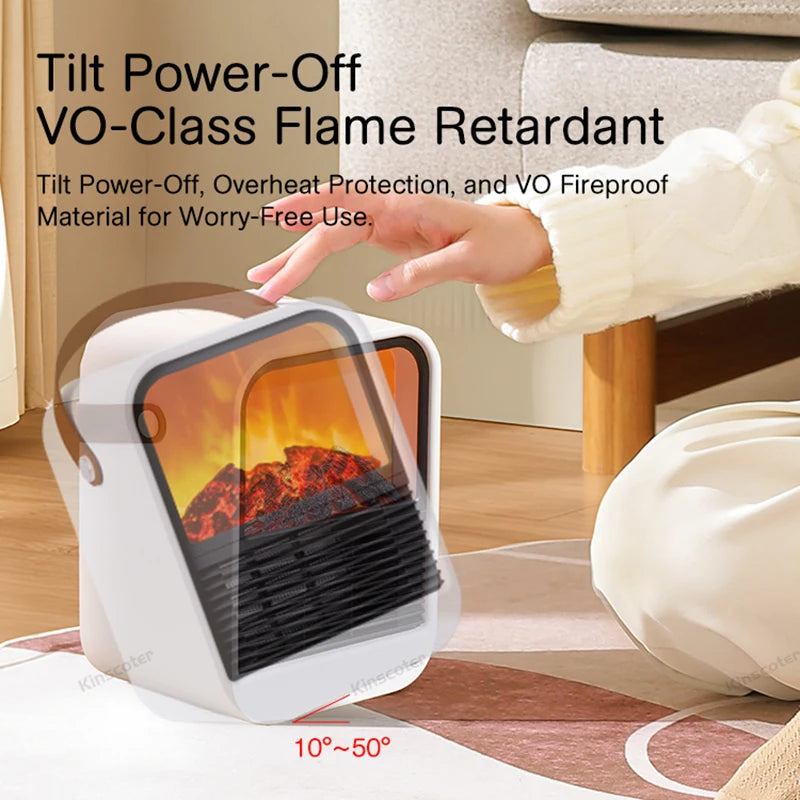 Fireplace Electric Heater Portable Desktop Warmer, Warm Blower Fan for Home Heating