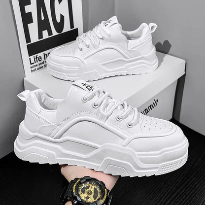 Spring 2025 Breathable White Sneakers — Men’s Thick-Soled Sports Casual / Dad Shoes