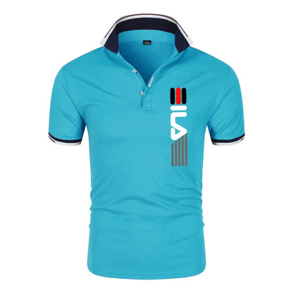 2025 Men’s Summer Polo Shirt — Printed Lapel, Anti-Pilling, Breathable, Short Sleeve, Slim Fit
