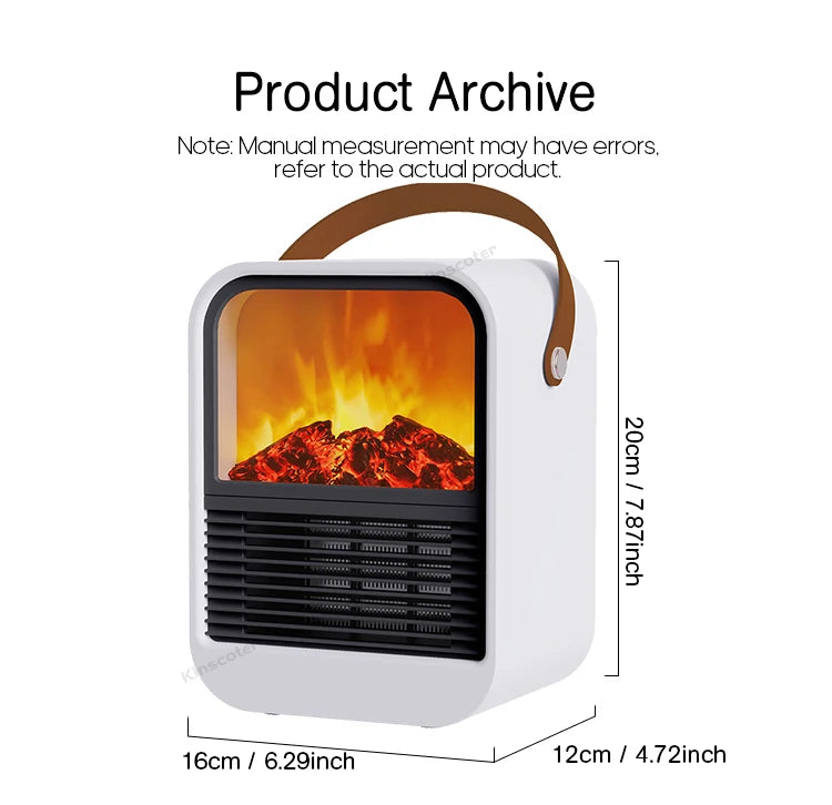 Fireplace Electric Heater Portable Desktop Warmer, Warm Blower Fan for Home Heating