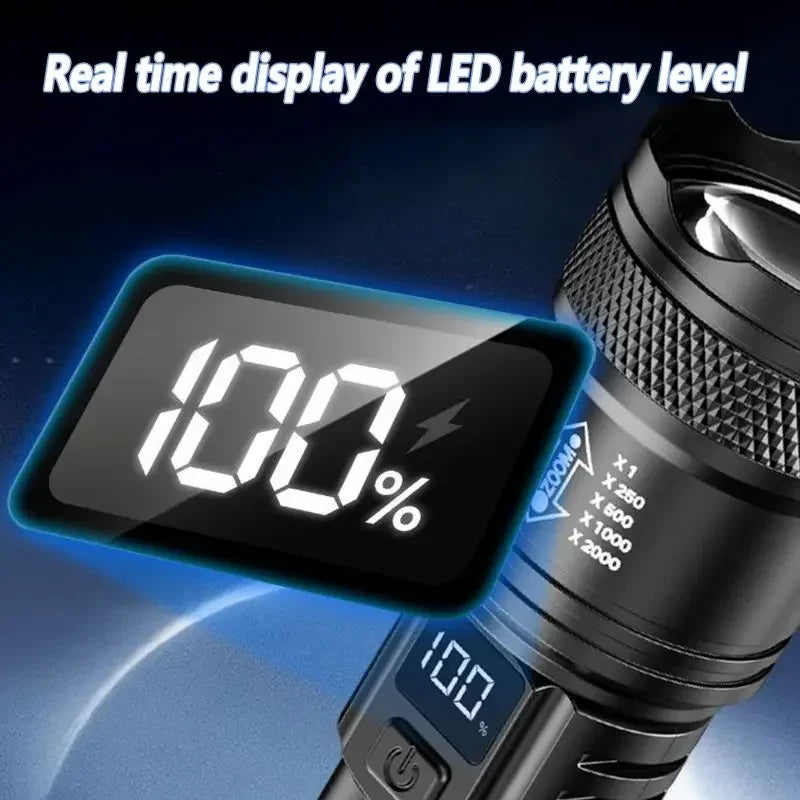 High Power  2000LM USB-Rechargeable Tactical LED Flashlight with Zoom Lanter