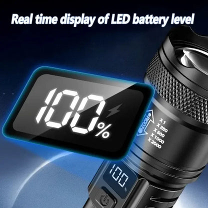 High Power  2000LM USB-Rechargeable Tactical LED Flashlight with Zoom Lanter