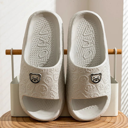 Lightweight Bear-Print Slippers – Soft, Non-Slip Indoor Footwear for Men & Women