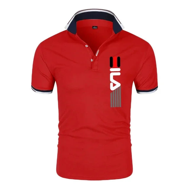 2025 Men’s Summer Polo Shirt — Printed Lapel, Anti-Pilling, Breathable, Short Sleeve, Slim Fit