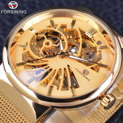 Forsining Fashion Luxury Unisex Skeleton Dial Watch — Waterproof, Small Dial, Top Brand