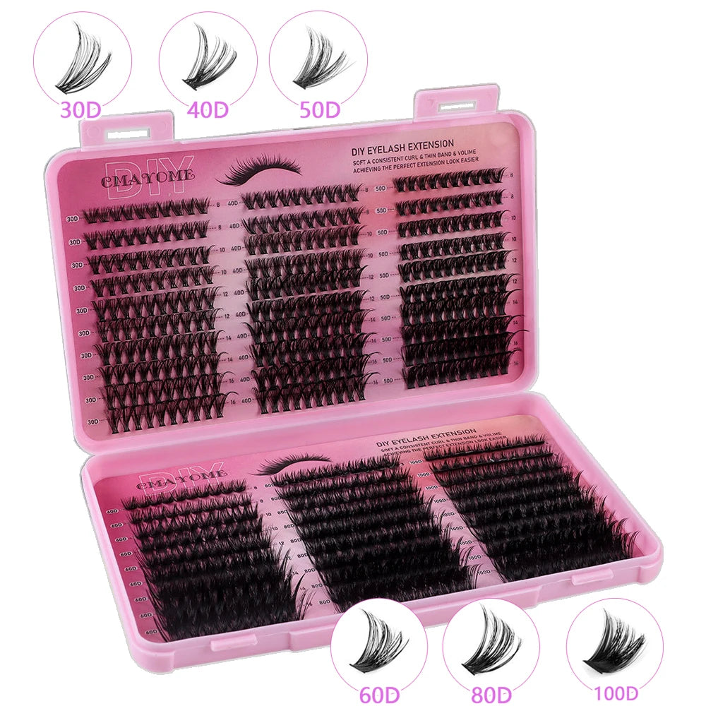 600pcs DIY Eyelash Extensions Kit — Thick Fluffy 30D/100D, Mix Length