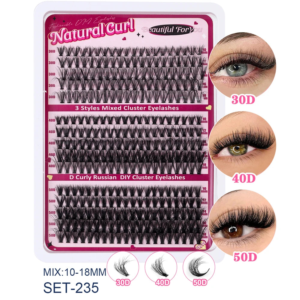 600pcs DIY Eyelash Extensions Kit — Thick Fluffy 30D/100D, Mix Length