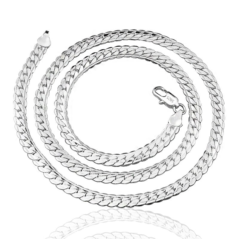 18K Gold/Silver Color 6mm Full Sideways Necklace — 8/18/20/24 Inch Chain