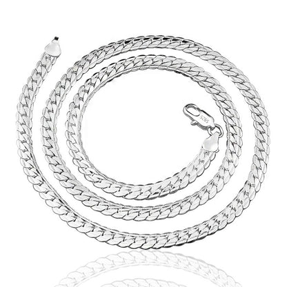 18K Gold/Silver Color 6mm Full Sideways Necklace — 8/18/20/24 Inch Chain