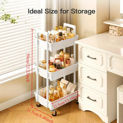 2025 Practical Rolling Cart (3-Layer) — Reinforced Handle for Kitchen, Bathroom, Craft & Nursery