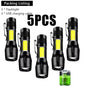 USB Rechargeable COB+XPE Mini LED Torch — Outdoor Zoom Light with Pen Clip