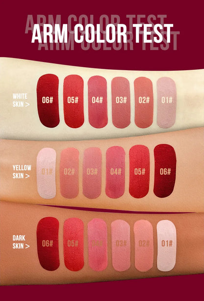 MLSMILE Velvet Satin Lip Glaze (6 Colors) — Non-Stick Cup, Watertight Matte Lipstick