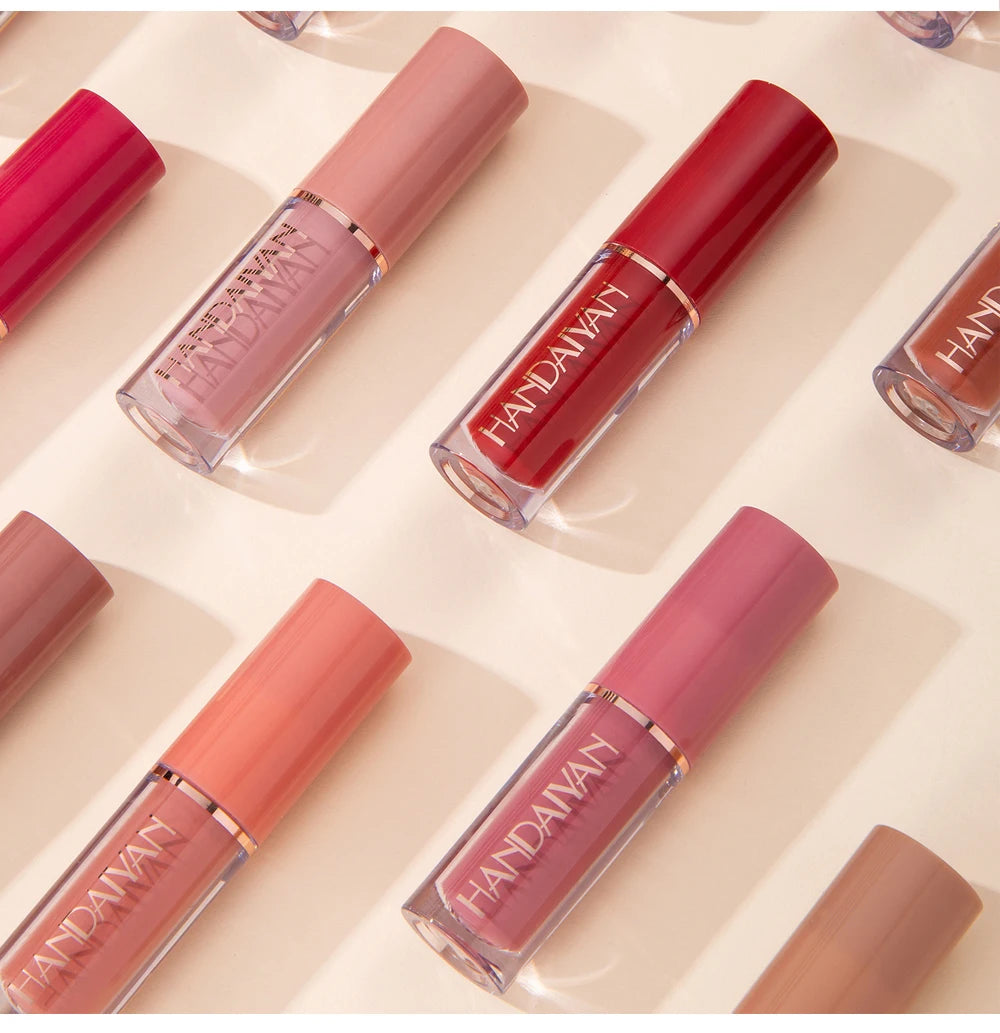 HANDAIYAN 12-Color Velvet Matte Lip Gloss Set — Liquid Lipstick Gift Box
