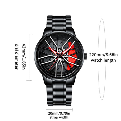 Men’s Casual Sports Watch – 42mm, Stainless Steel Band, 3Bar Quartz