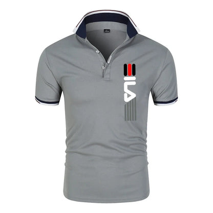 2025 Men’s Summer Polo Shirt — Printed Lapel, Anti-Pilling, Breathable, Short Sleeve, Slim Fit