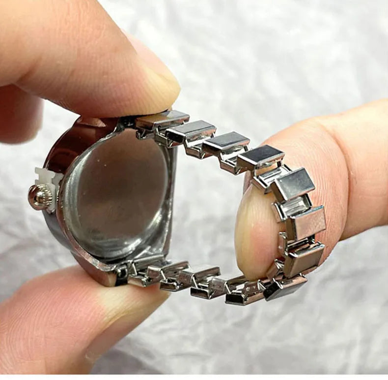 Hot-Selling Finger Ring Watch — Quartz Movement, Vintage Alloy Shell, Unisex Gift