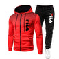 Men's Casual Sportswear Set: Printed Zip Hoodie + Two Stretch-Pants Sets