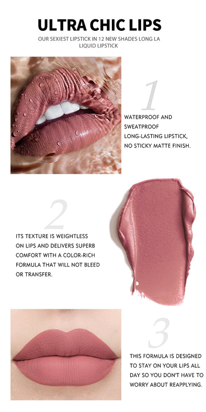 HANDAIYAN 12-Color Velvet Matte Lip Gloss Set — Liquid Lipstick Gift Box
