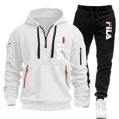 Men's 2025 Autumn/Winter Hooded Sweatshirt + Long Pants Two-Piece Set