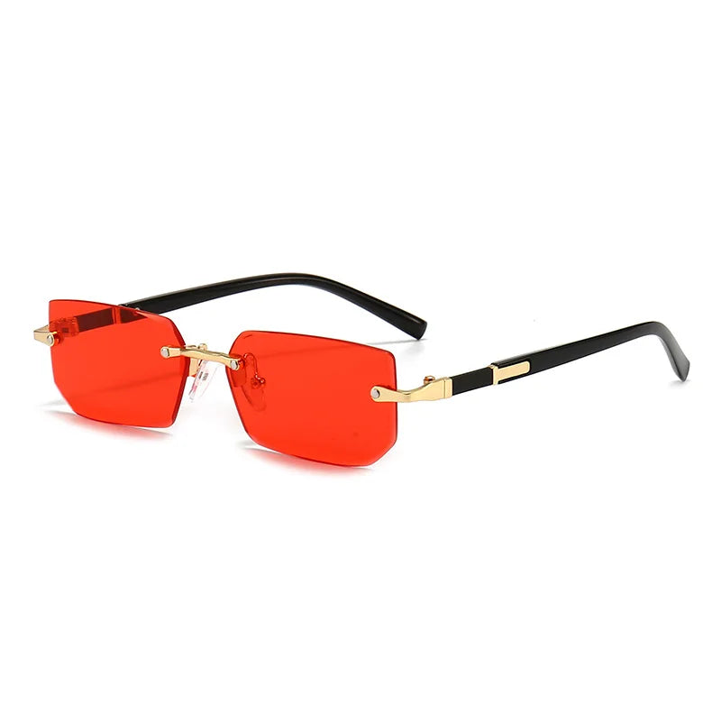 Rectangle Rimless Sunglasses — Small Square Sun Glasses for Female & Male Summer Travel
