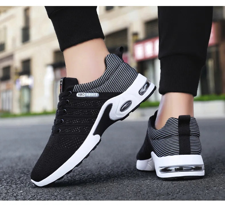 Men’s 2025 Breathable Lace-Up Running Shoes – Light Casual Sports Sneakers