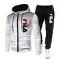 Men's Casual Sportswear Set: Printed Zip Hoodie + Two Stretch-Pants Sets